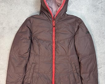 Kjus Backflip Reversible Down Puffer Jacket Womens Pink Brown Hooded Size M