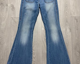 Jean évasé Miss Sixty vintage Année 2000 taille basse Fabriqué en Italie Denim léger W29