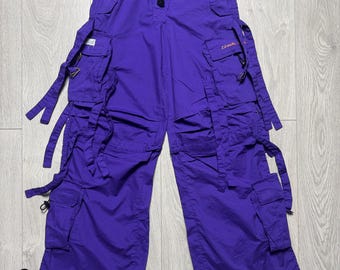 ヴィンテージ NWT Criminal Damage Y2K アバンギャルド パラシュート カーゴパンツ パープル XS デッドストック