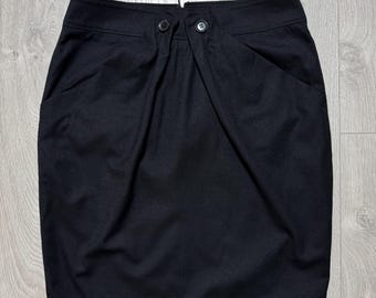 Vintage Gucci Tom Ford Era Black Lana Wool Skirt Rare 44