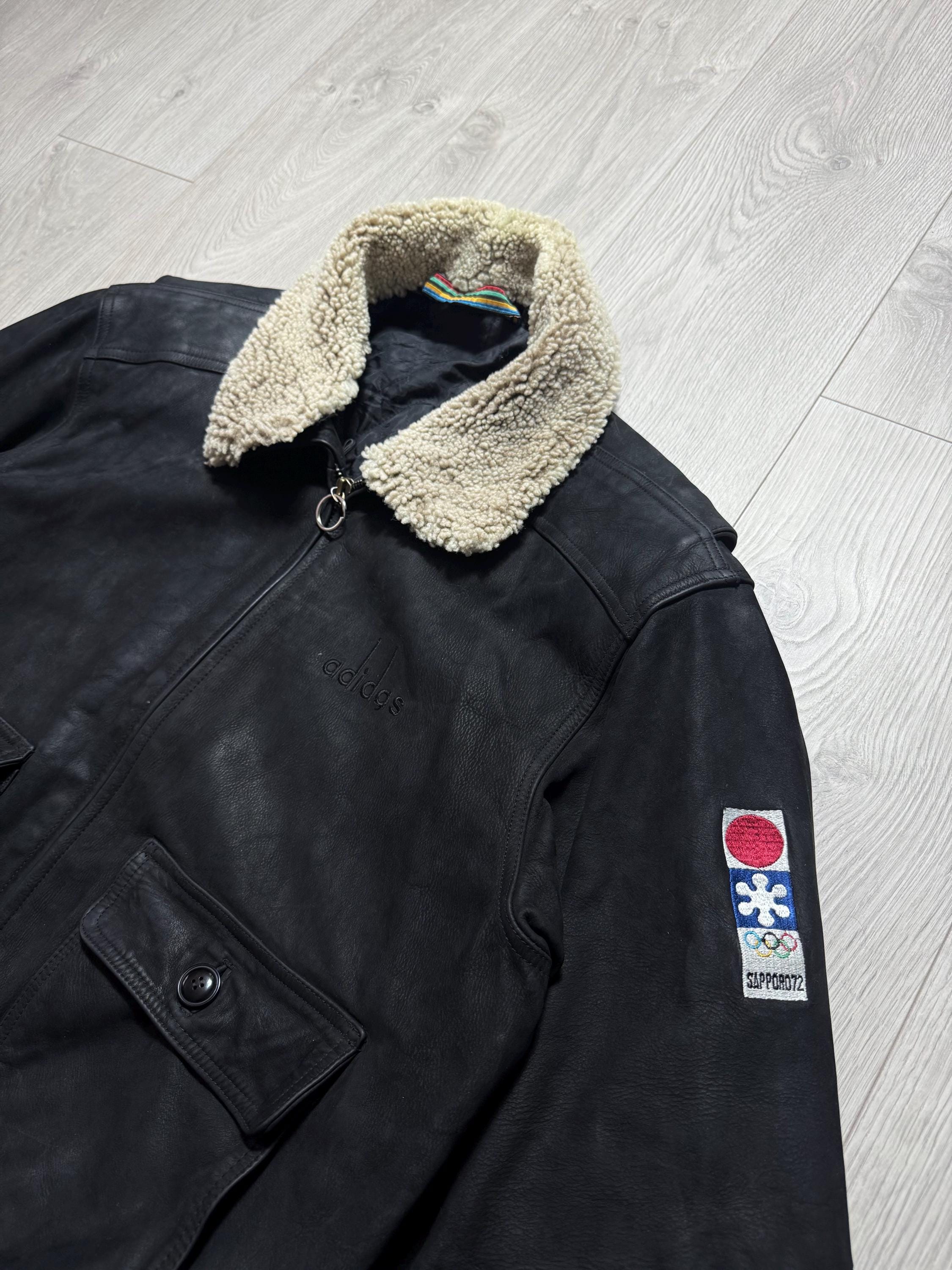 Adidas Vintage Leather Jacket 1972 Winter Olympics Sapporo Japan