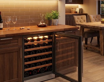 24" 61 Bottle Built-in Wine Cooler Stainless Steel Glass Door Refrigerator