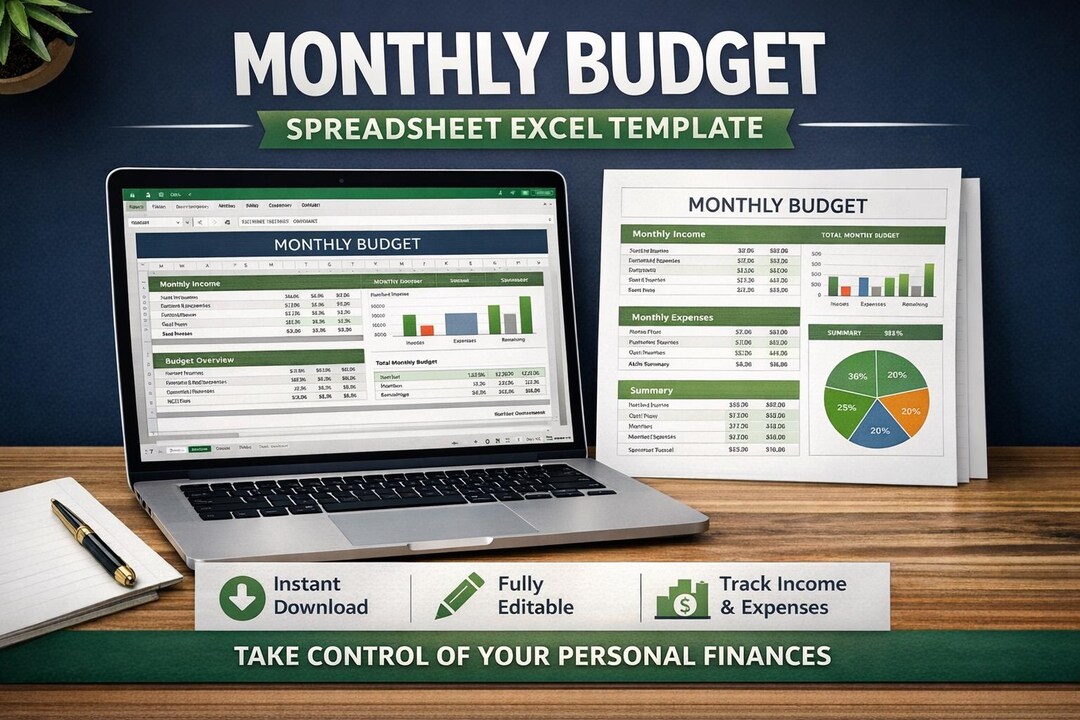 Monthly Budget Spreadsheet Excel Template | Personal Finance Tracker ...
