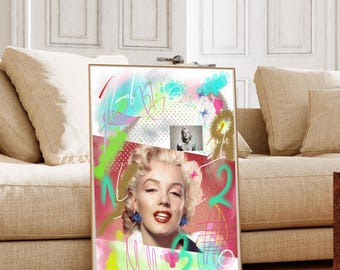 Marilyn Monroe Poster Wandkunst | Vintage Hollywood Glam Druck | Kultige Schauspielerin Porträt | Digitaler Download