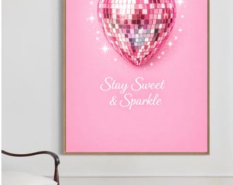 Disco Strawberry Print – Pink Y2K Wall Art (Digital Download)
