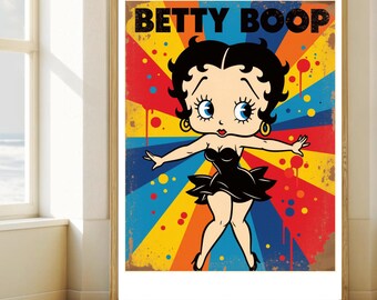 Vintage Betty Boop Poster – 1930s Retro Cartoon Art Print, Public Domain Style, Digital Download