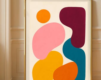 Geometrische minimalistische Wand Kunst Druck, Abstrakte Formen Poster, druckbare Kunst, Sofort Download