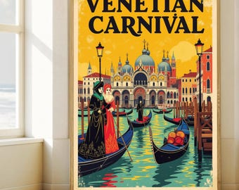 Karneval in Venedig Kunstdruck | Maskierte Figuren, Italienisches Festival (Digitaler Download)