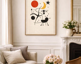 Beige Abstract Surreal Poster – Mid Century Inspired Wall Art (Digital Download)