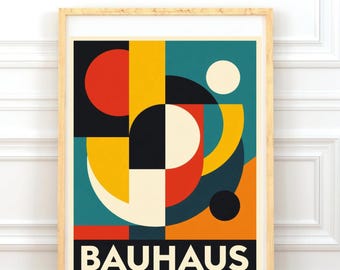 Geometric Bauhaus Poster | Modern Abstract Wall Art | Minimalist Digital Download | Mid Century Modern Print
