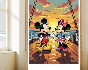 Pop Art Mouse Couple Poster | Colorful Cartoon Wall Art | Retro  Print | Digital Download