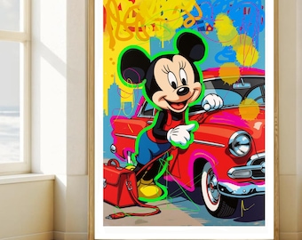 ミッキーマウスの現代アートイラスト：漫画ポップアート（デジタル