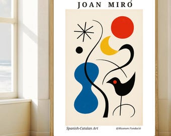 Joan Miró inspirierter abstrakter Kunstdruck - farbenfrohe moderne Wanddekoration