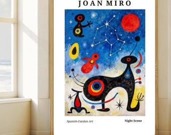 Joan Miró inspirierter abstrakter Kunstdruck - farbenfrohe moderne Wanddekoration