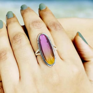 Handmade Ametrine Quartz 925 Sterling Silver Statement Ring