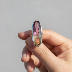 Handmade Ametrine Quartz 925 Sterling Silver Statement Ring