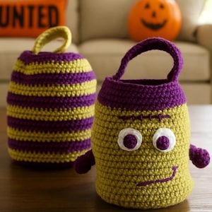 Trick Or Treat Bag Crochet Pattern, Halloween Crochet Candy Bag Pattern, Crochet Halloween Plush Bag, Crochet Bag Pdf, Kid Candy Bag Pattern