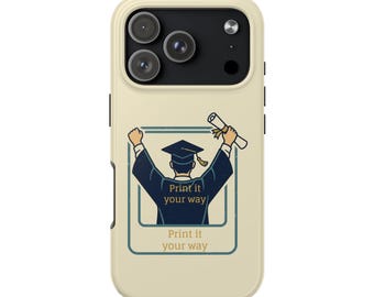Funda para teléfono con birrete y diploma de graduación / Ilustración de graduado, Clase de