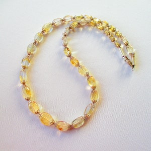 Citrine silver beaded necklace November birthstone mothers day gift gold crystal necklace gold gemstone necklace chunky citrine necklace