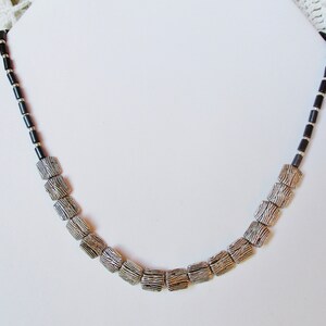 Silver hematite choker, bohemian necklace, layer necklace, mother&#39;s day gift, artisan jewelry, unique jewelry gift, silver gray necklace