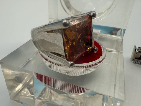 Vintage Statement Ring Silber 925 mit großem cham… - image 6