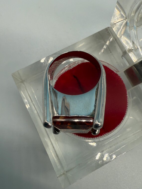 Vintage Statement Ring Silber 925 mit großem cham… - image 7