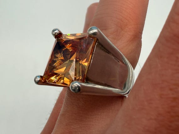 Vintage Statement Ring Silber 925 mit großem cham… - image 5