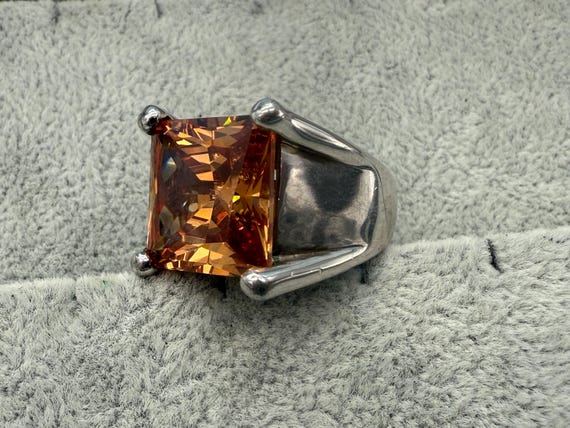 Vintage Statement Ring Silber 925 mit großem cham… - image 3