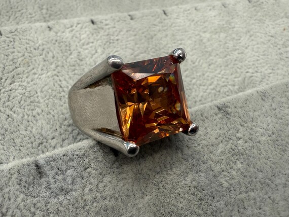 Vintage Statement Ring Silber 925 mit großem cham… - image 4