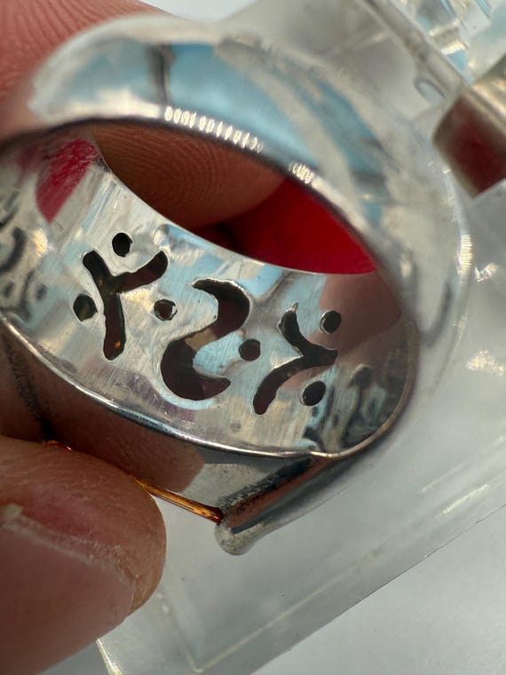 Vintage Statement Ring Silber 925 mit großem cham… - image 10