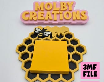 Honeycomb Bee Sticky Note Holder STL File: 3D Print Desk Decor (Digital Download)