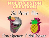 Pineapple Soda Can Tab Opener 3D Print File | False Nail Saver Tool | Keyring Ring Pull Opener STL 3MF (Digital Download)