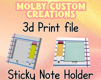 Pencil Sticky Note Holder 3D Print File | STL & 3MF | Teacher Desk Organiser | Back to School Gift | Post-it Holder  (Digital Download)