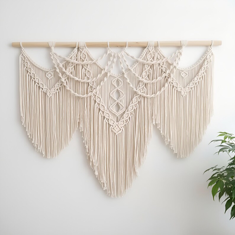 Curated visual reference: Gallery Detail: Xl Handmade Macrame Wall Hanging Boho Cotton Wedding Decor