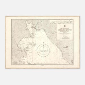 Mapa antiguo de Itea y la bahía de Delfos (Grecia), 1961 – Carta náutica – N.º 221 – Impresión enmarcada – Arte mural