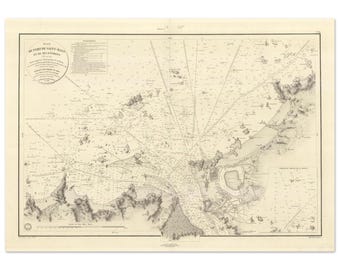 Affiche carte marine Saint-Malo et Dinard 1870 - Carte ancienne de France