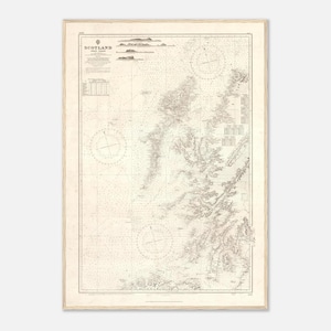 1963 Antique Map of Scotland West Coast (The Hebrides & The Minch) – Nautical Chart – Wall Art