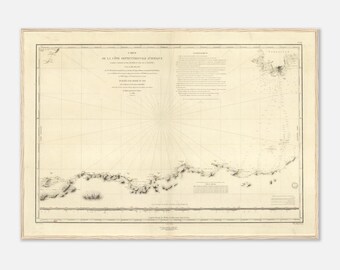 1836 Antike Karte Druck – Küste Nordafrikas, von Algier bis Tunesien