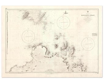 1978 Mappa antica delle Bocche di Bonifacio e delle Isole Lavezzi (Corsica/Sardegna) – Carta nautica – N. 1189 – Poster – Decorazione da parete