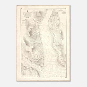 1933 Antique Map of Lower Loch Long & Holy Loch (Cowal Peninsula) – Nautical Chart – No. 3746 – Framed Print – Wall Art
