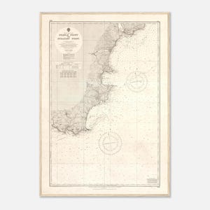 1959 Vintage Nautical Chart of South Devon Coast — No. 1613 — English Channel Framed Poster Print