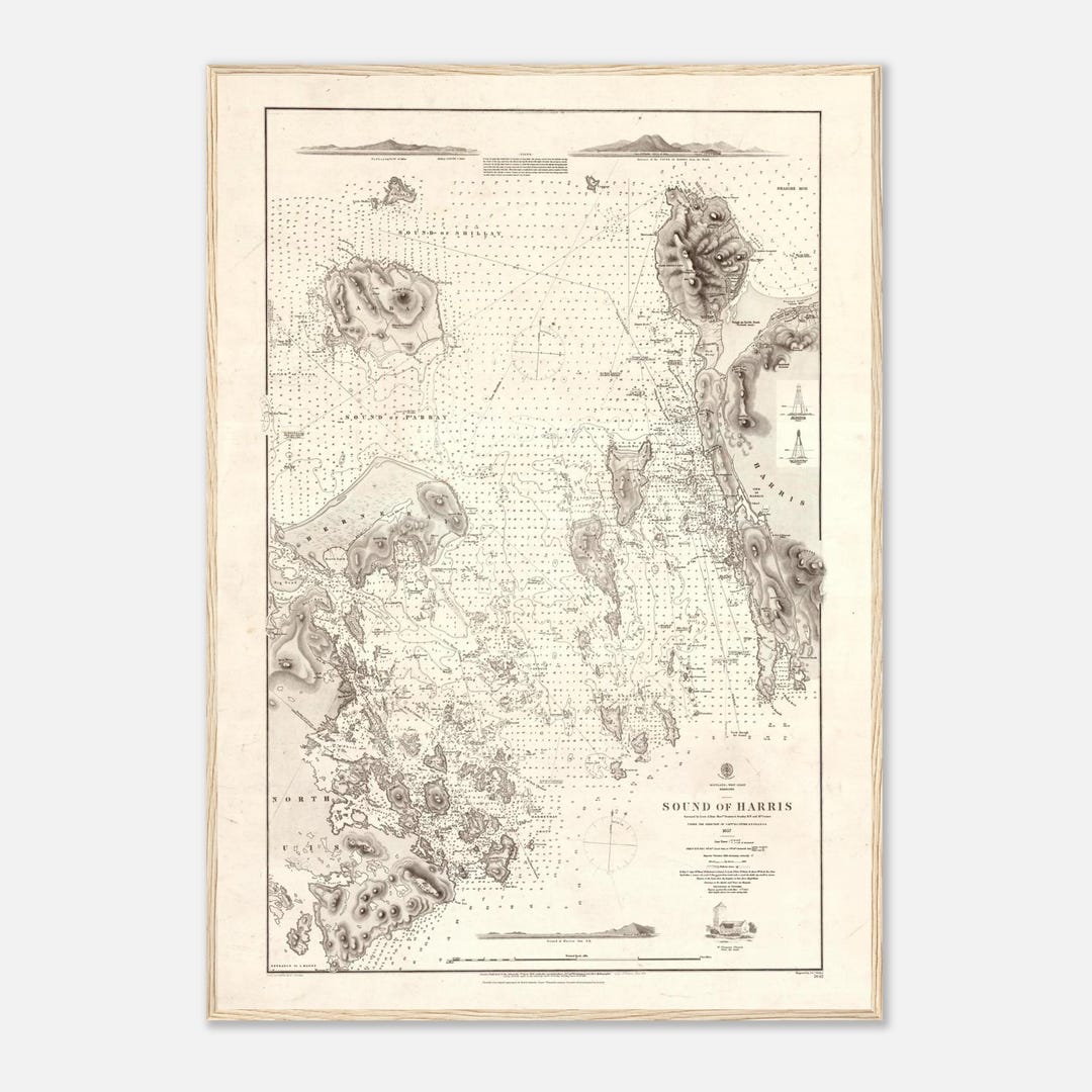 1963 Antique Map of Sound of Harris (berneray & Pabbay) – Nautical ...