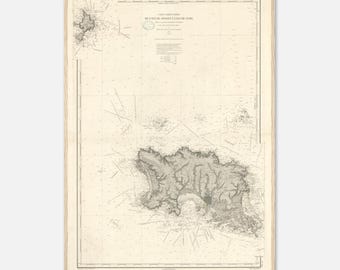 Impresión de mapa náutico de Jersey de 1872 – Arte mural de las Islas del Canal