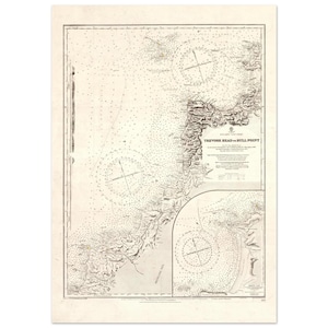 Antieke kaart uit 1891 van Trevose Head en Bull Point – zeekaart – nr. 1178 – poster – muurkunst