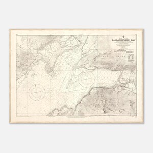 May include: A vintage nautical chart titled Ballachulish Bay, printed in black ink on off-white paper. The map features detailed topographical lines, depth soundings, compass roses, and geographical labels for the Scottish coastline and surrounding terrain.