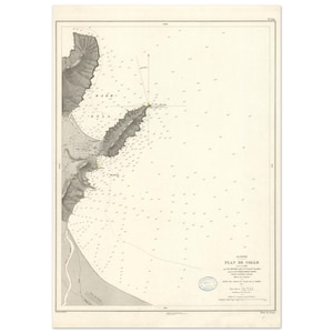 May include: Antique nautical chart of the Algerian coast, titled "Plan de Collo." The map features detailed coastlines, depth soundings, and geographical features. The chart is printed in black ink on aged paper, with text in French.