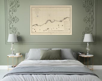 Impresión del mapa antiguo de la costa de Argel: Carta colonial francesa de 1831