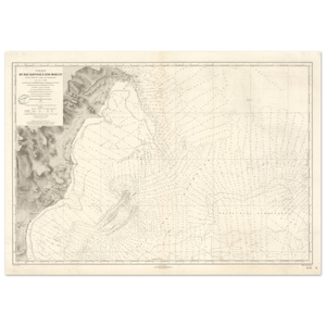 May include: A vintage nautical chart with the title "DO RAS KAPUTSKA I SIBI MARLEP" in black text. The chart features detailed coastlines, depth soundings, and grid lines, all in shades of gray and beige. The map is printed on aged paper.