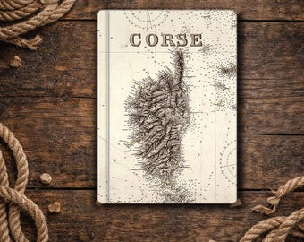 Caderno náutico vintage – Córsega – Caderno de capa dura