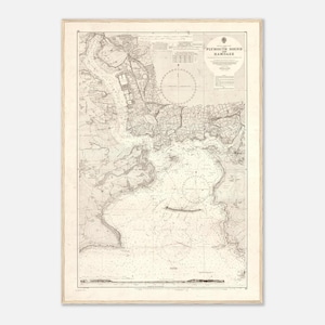 1893 antieke kaart van Plymouth Sound and Hamoaze – zeekaart – nr. 30 – ingelijste print – muurkunst